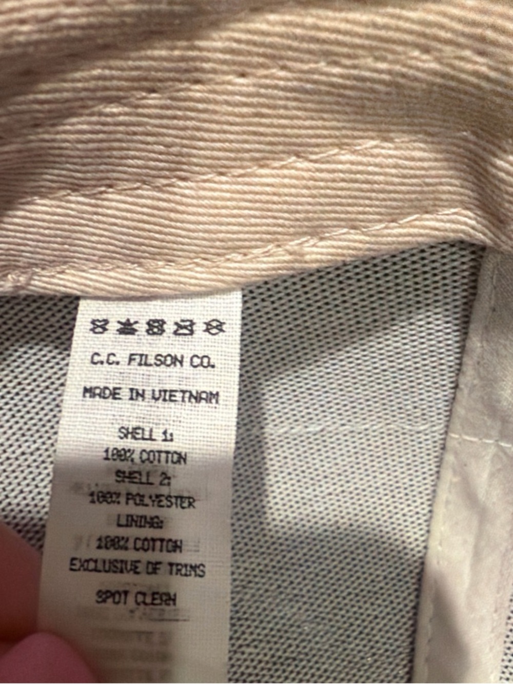 Filson Tan and Gray Mesh Trucker Hat with Red Logo Patch - Picture 2 of 4
